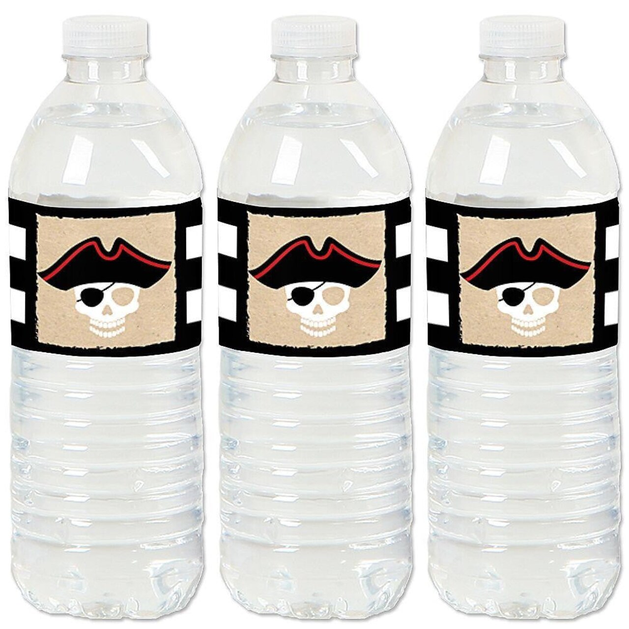 Big Dot of Happiness Beware of Pirates - Pirate Birthday Party Water Bottle Sticker Labels - Set of 20